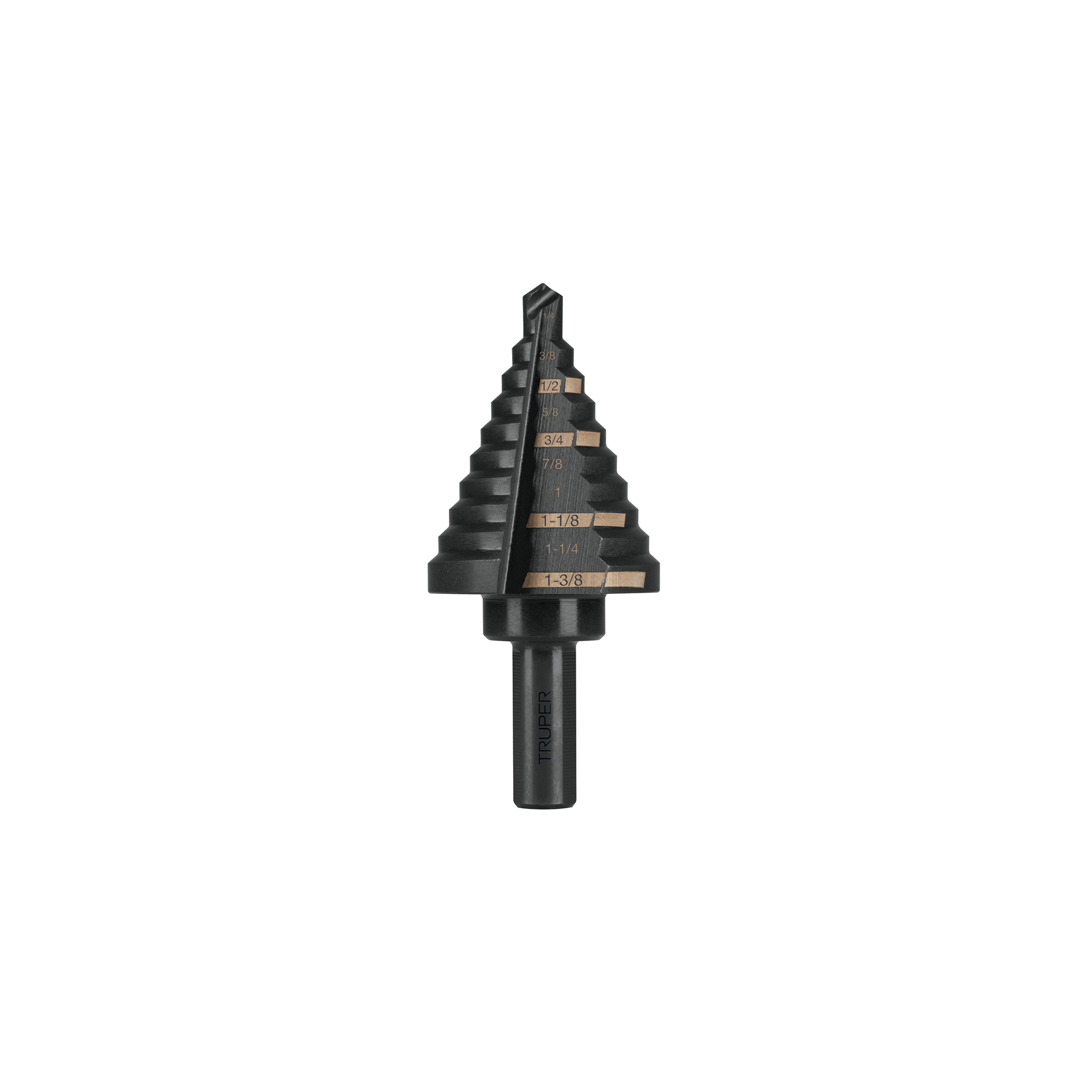 BROCA ESCALONADA ÓXIDO NEGRO 10ESCALONES 1/4 A 1-3/8”, TRUPER