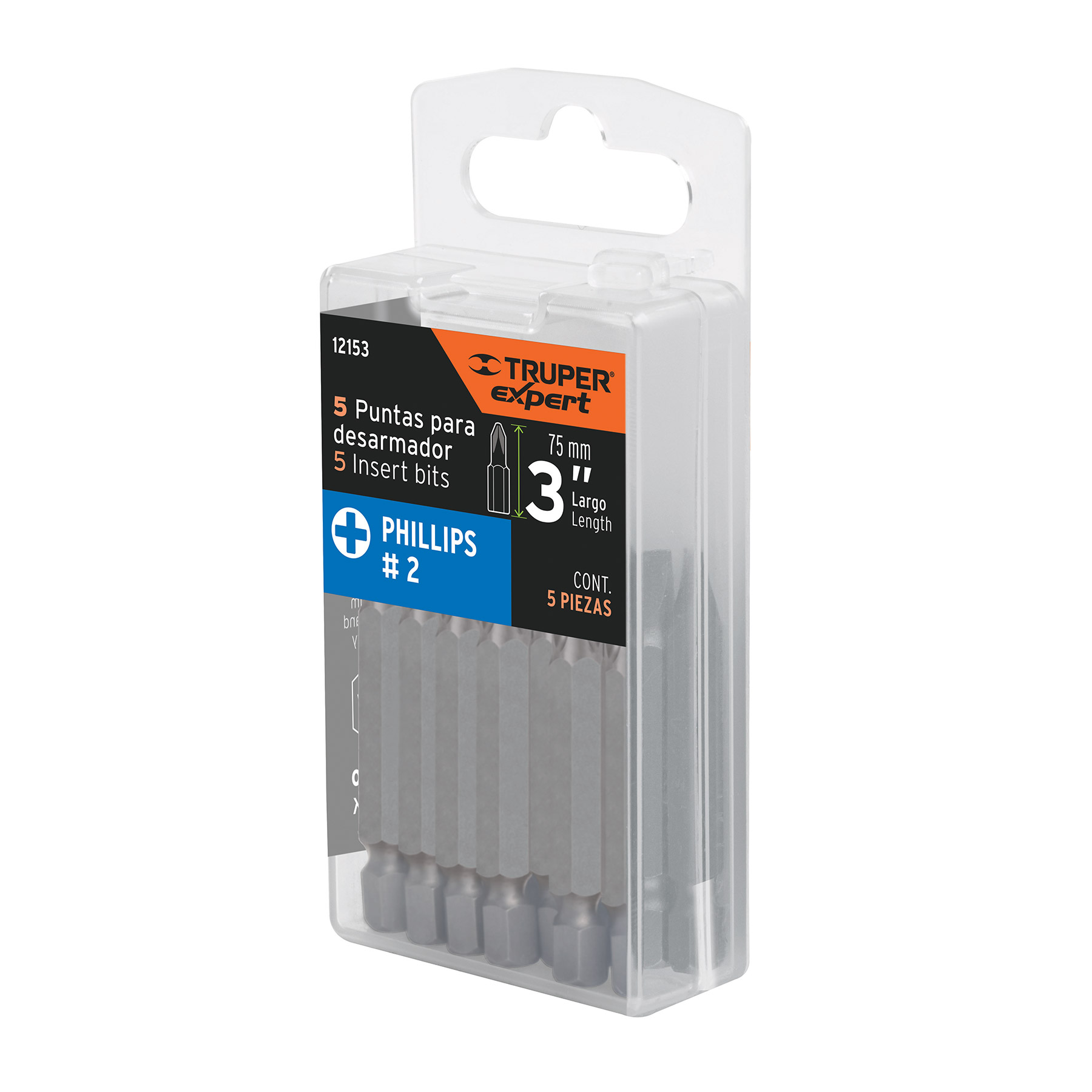 ESTUCHE CON 5 PUNTAS DE CRUZ PH2 LARGO 3″, TRUPER EXPERT