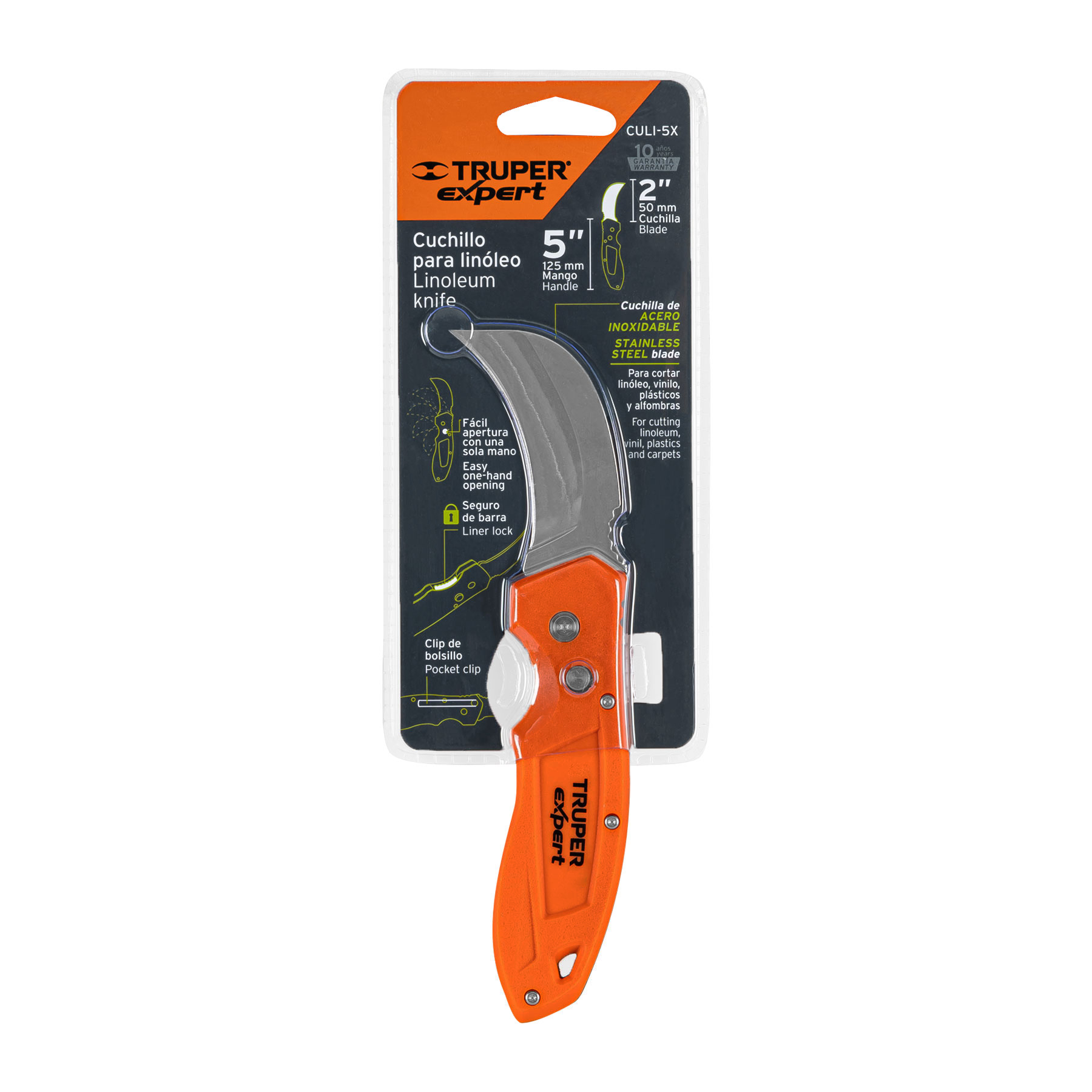 CUCHILLO ABATIBLE 7″ PARA LINÓLEO CON MANGO DE NYLON, EXPERT