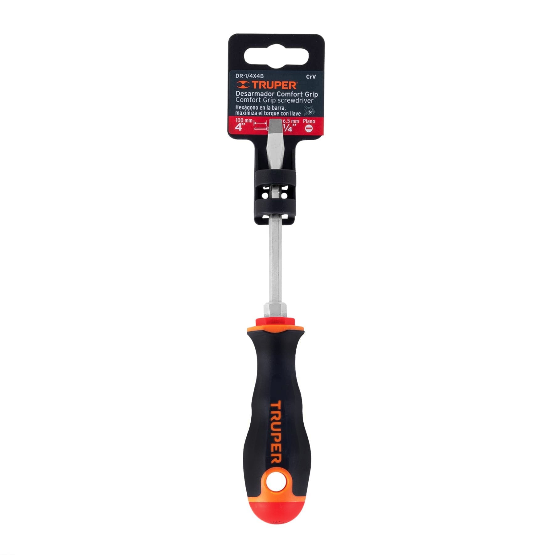 DESARMADOR PLANO 1/4″ X 4″ MANGO COMFORT GRIP, TRUPER
