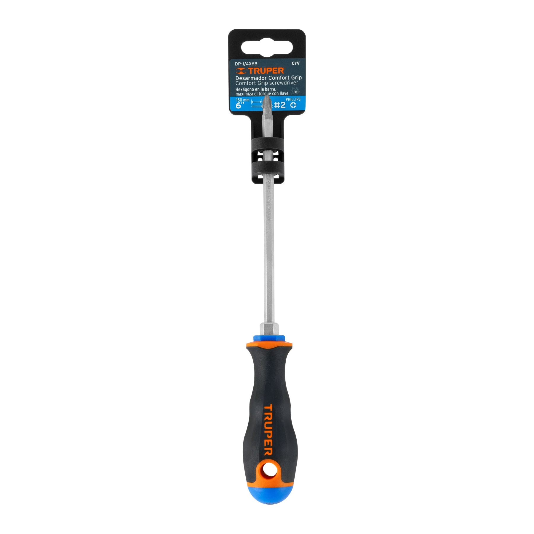 DESARMADOR DE CRUZ 1/4″ X 6″ MANGO COMFORT GRIP, TRUPER