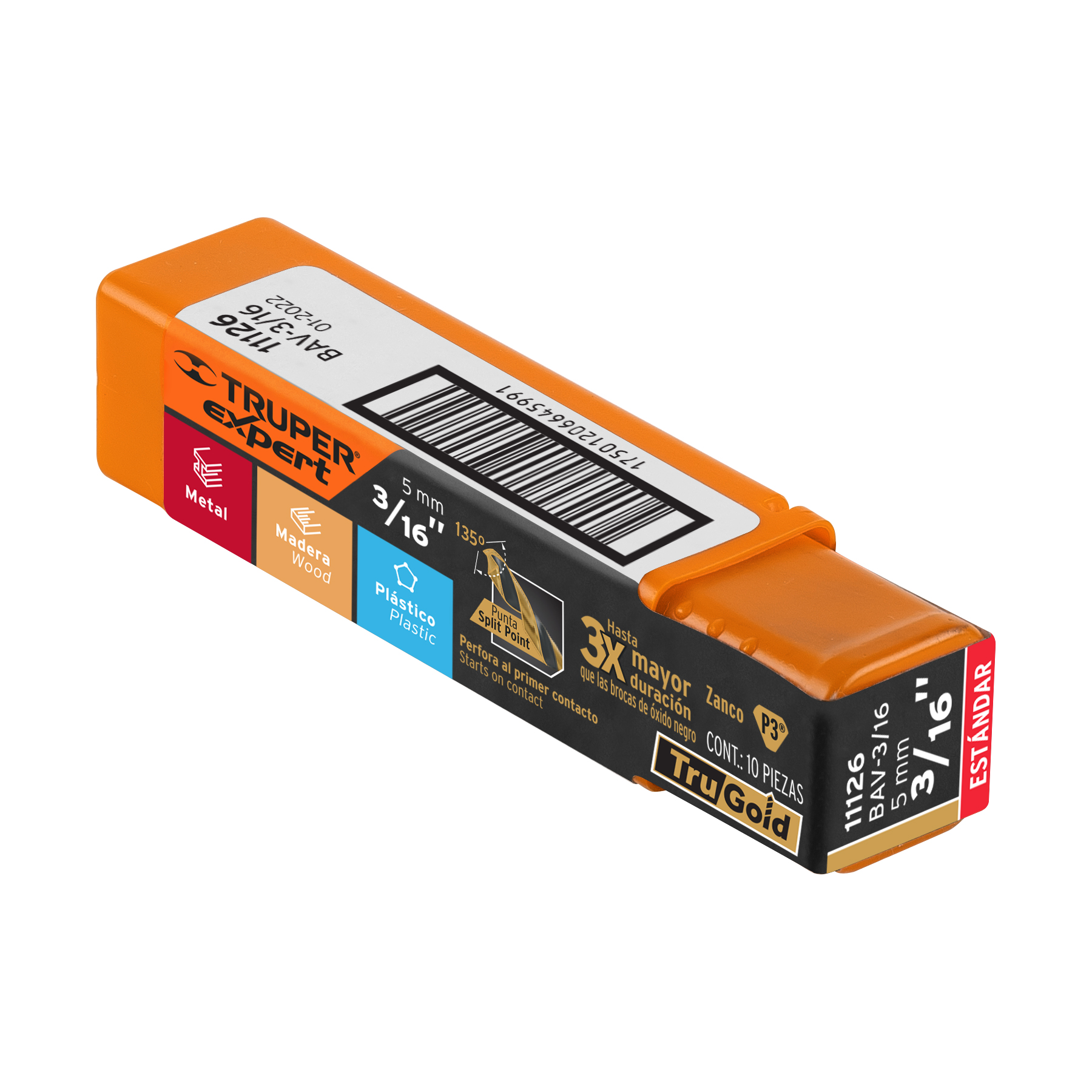 BROCA HSS 3/16″ TRUGOLD PARA METAL, TRUPER EXPERT