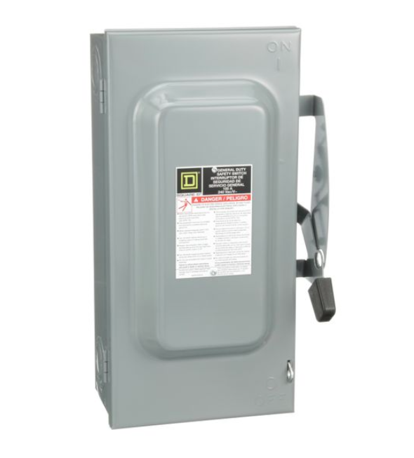 INTERRUPTOR DE SEGURIDAD CON PORTA FUSIBLES DE 100A 3 POLOS 240V NEMA1