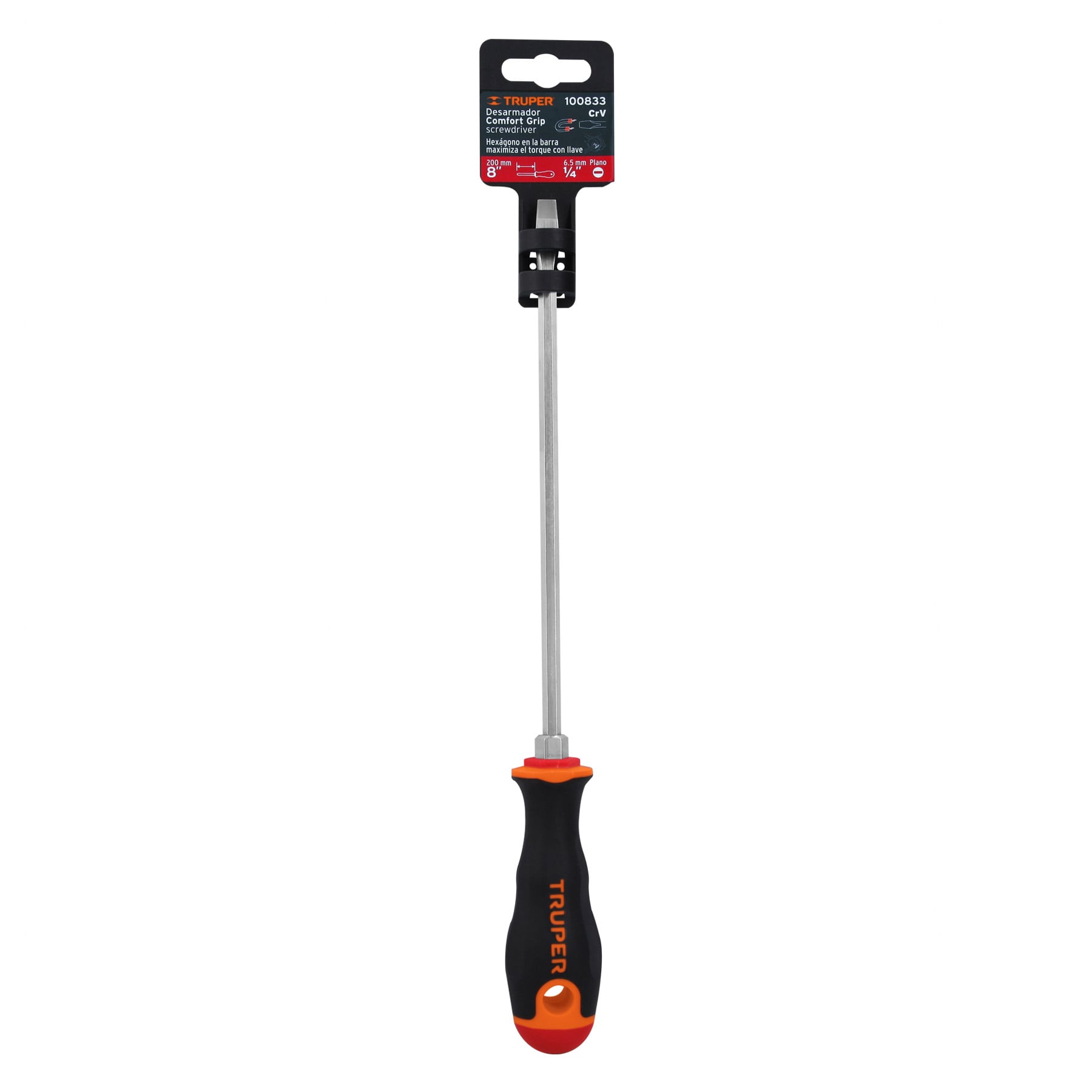 DESARMADOR PLANO 1/4″ X 8″ MANGO COMFORT GRIP, TRUPER