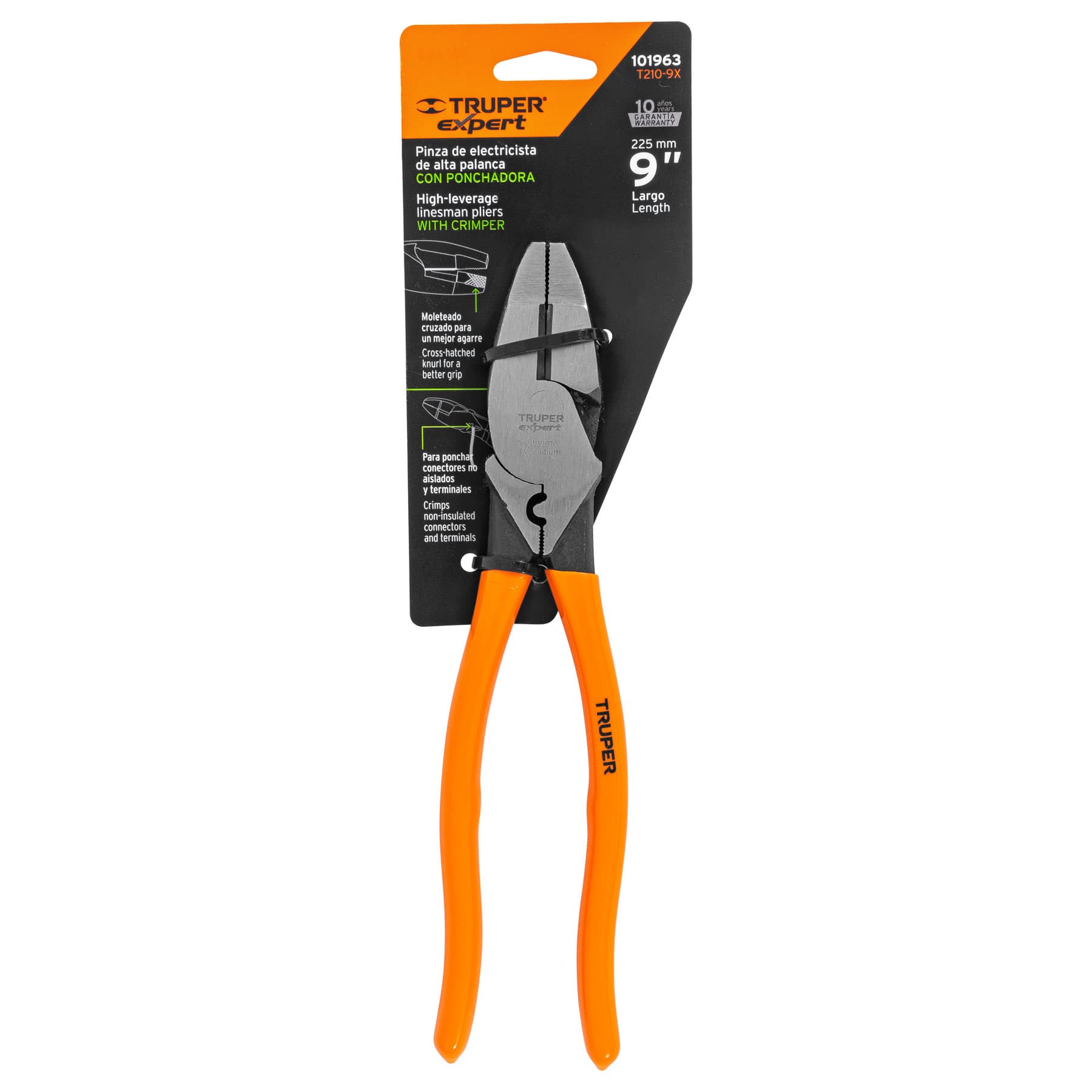 PINZA PARA ELECTRICISTA 9″ C/PONCHADOR DE TERMINALES, EXPERT