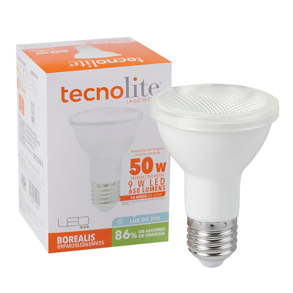 FOCO PAR20 LED 9 W, LUZ DE DÍA, BASE E27, IP65.