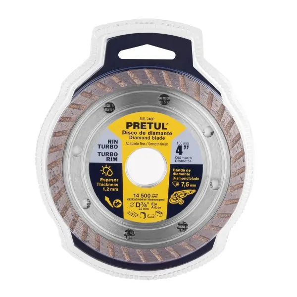 DISCO DE DIAMANTE DE 4" X 1.2 MM, RIN TURBO, PRETUL
